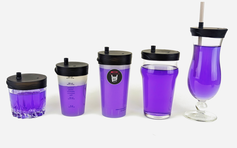 Des capotes de verre Cupote sur plusieurs tailles de verre, s'adapte à tous les verres.